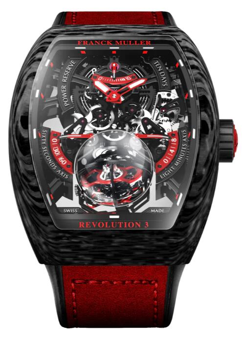 Review Franck Muller Vanguard Revolution 3 Skeleton Carbon - Red V50 REV 3 PR SQT CARBONE NR (ER) Replica Watch - Click Image to Close